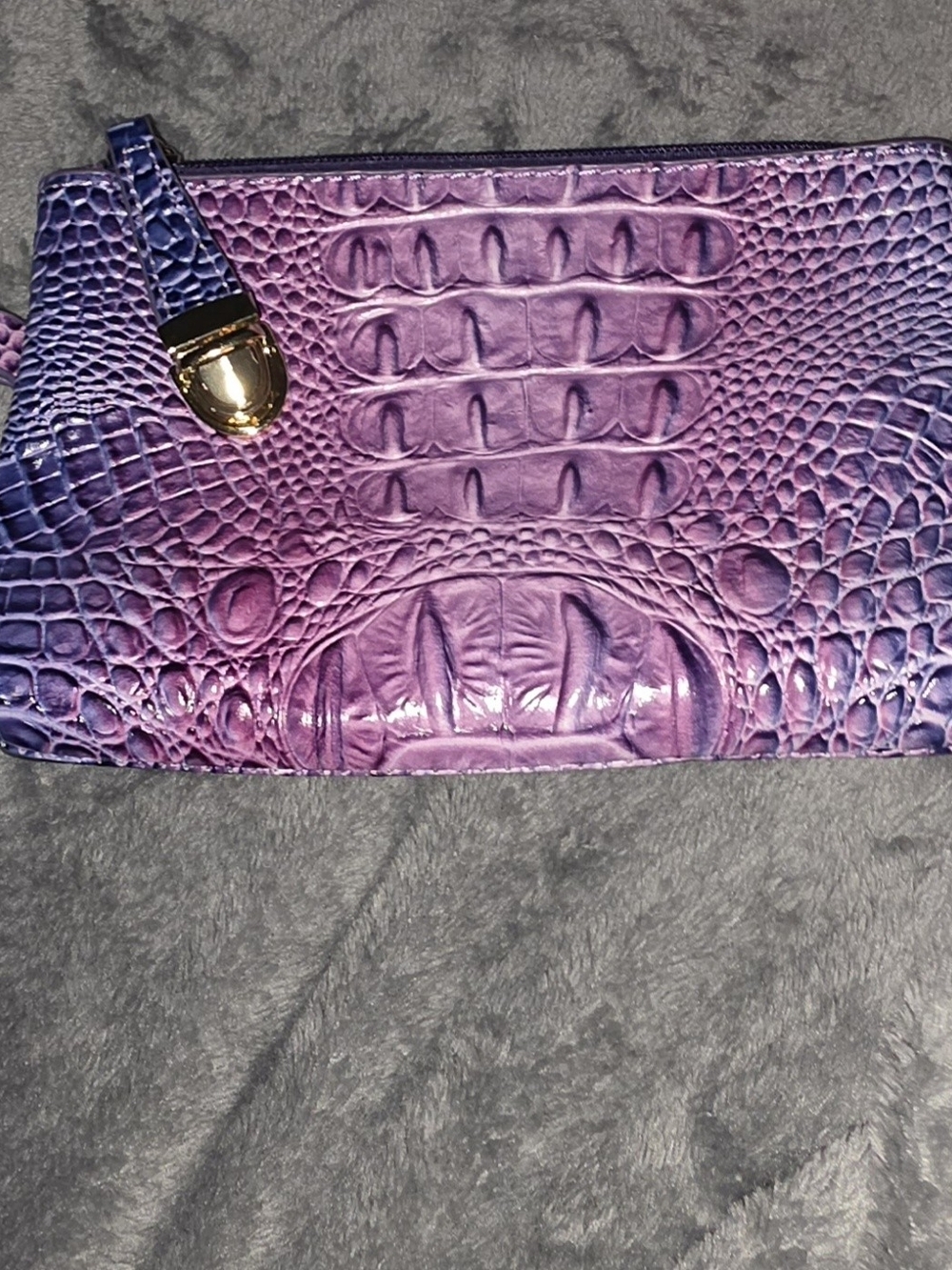 NWOT Purple/Pink Ombre Croc-Embossed 3-Piece Set - Tote, Purse, and Wristlet - Picture 13 of 13